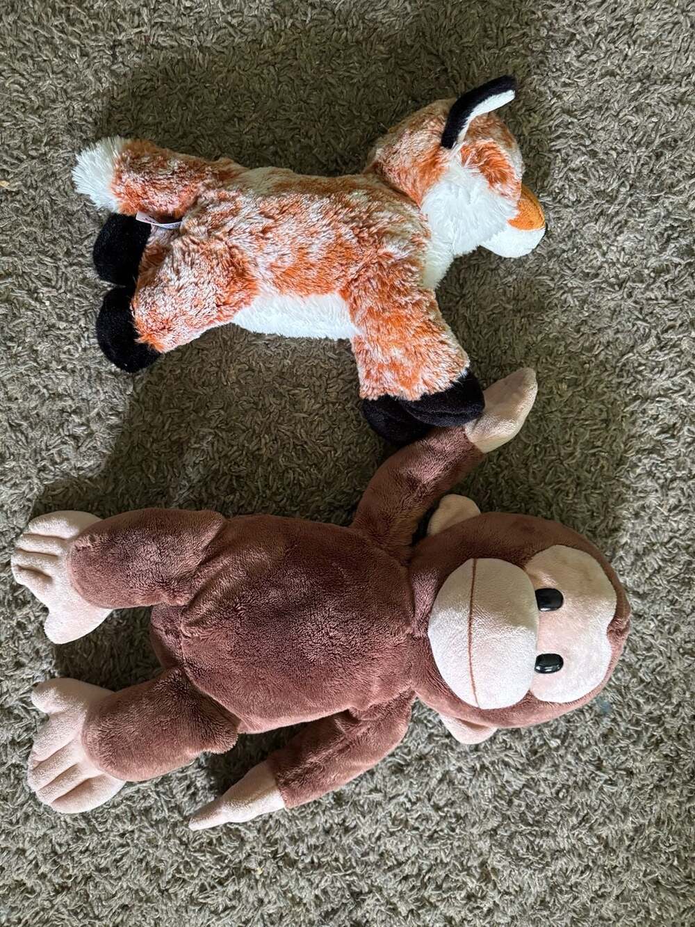 Lot of 2 Stuffed Plush Toys Fox and Curious George Monkey